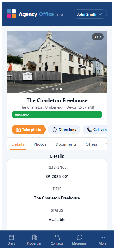 Property listing in the AgencyOffice app