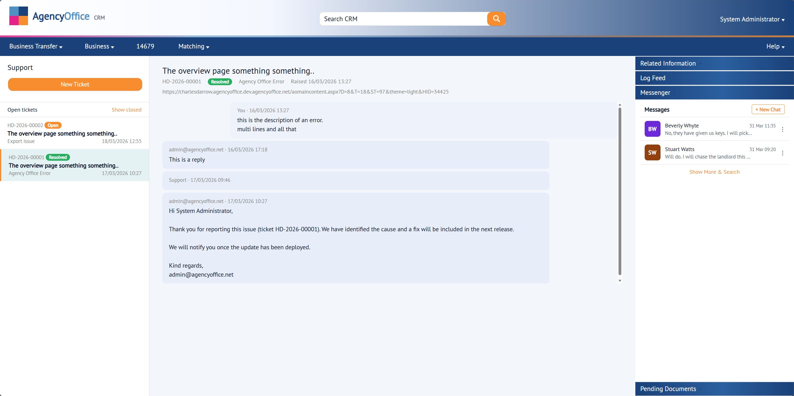 Integrated helpdesk in Agency Office
