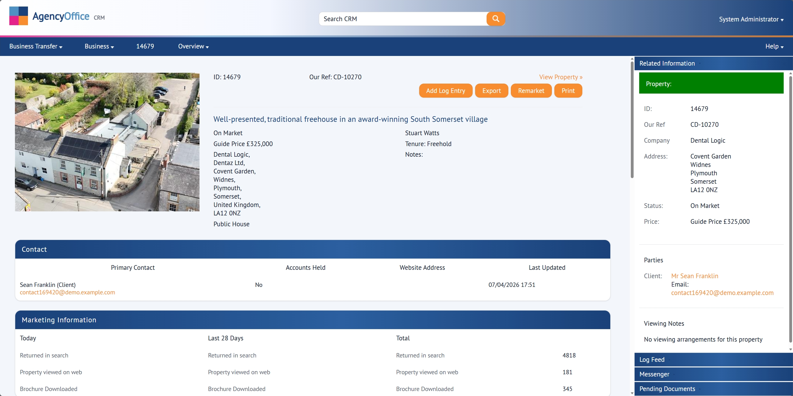 Property detail view in Agency Office