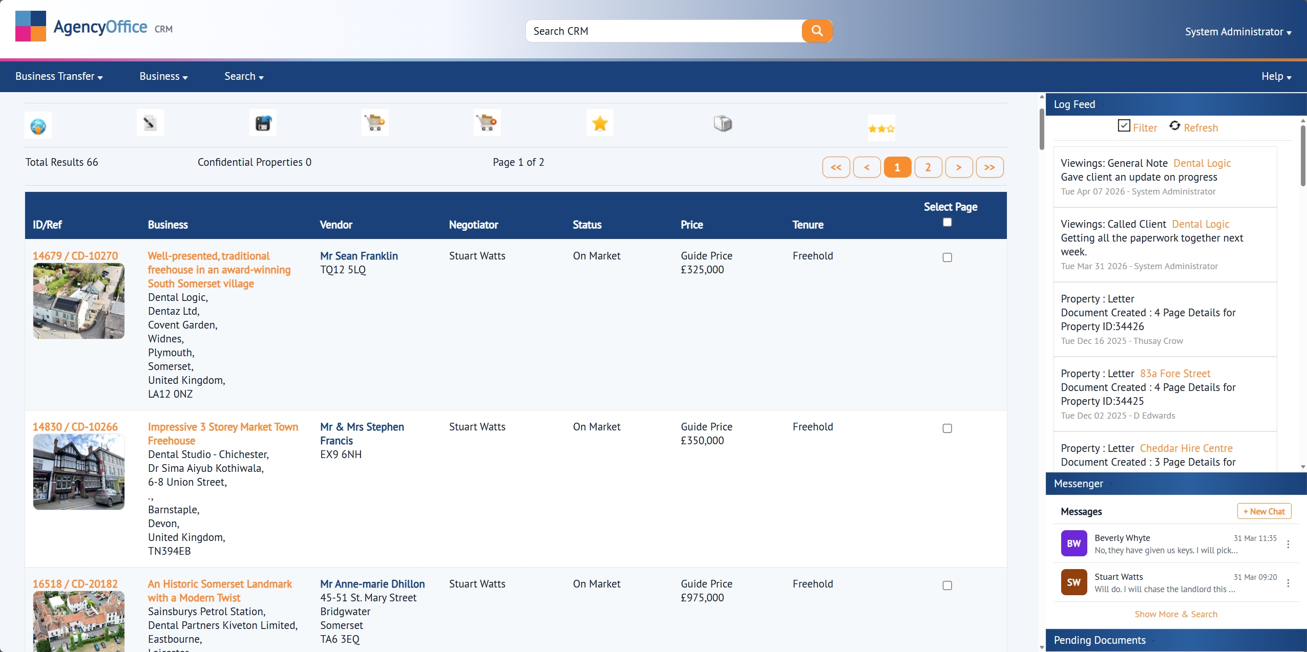 Agency Office property list overview