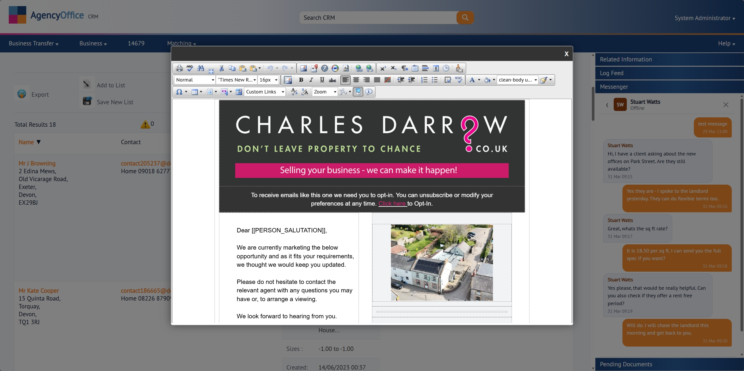 Emailing matched applicants in Agency Office